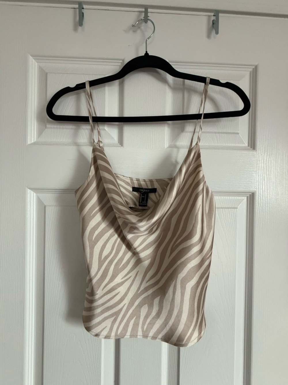 Forever 21 Neutral Zebra-Print Cowl Neck Camisole